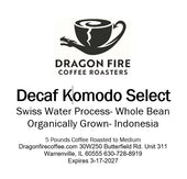 Decaf- Komodo Organically Grown Swiss Water Processed 5-Pounds