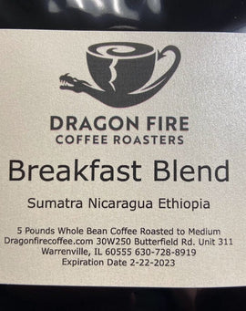 5 Pounds! Breakfast Blend Coffee Dragon Fire Coffee Roasters, Inc. 